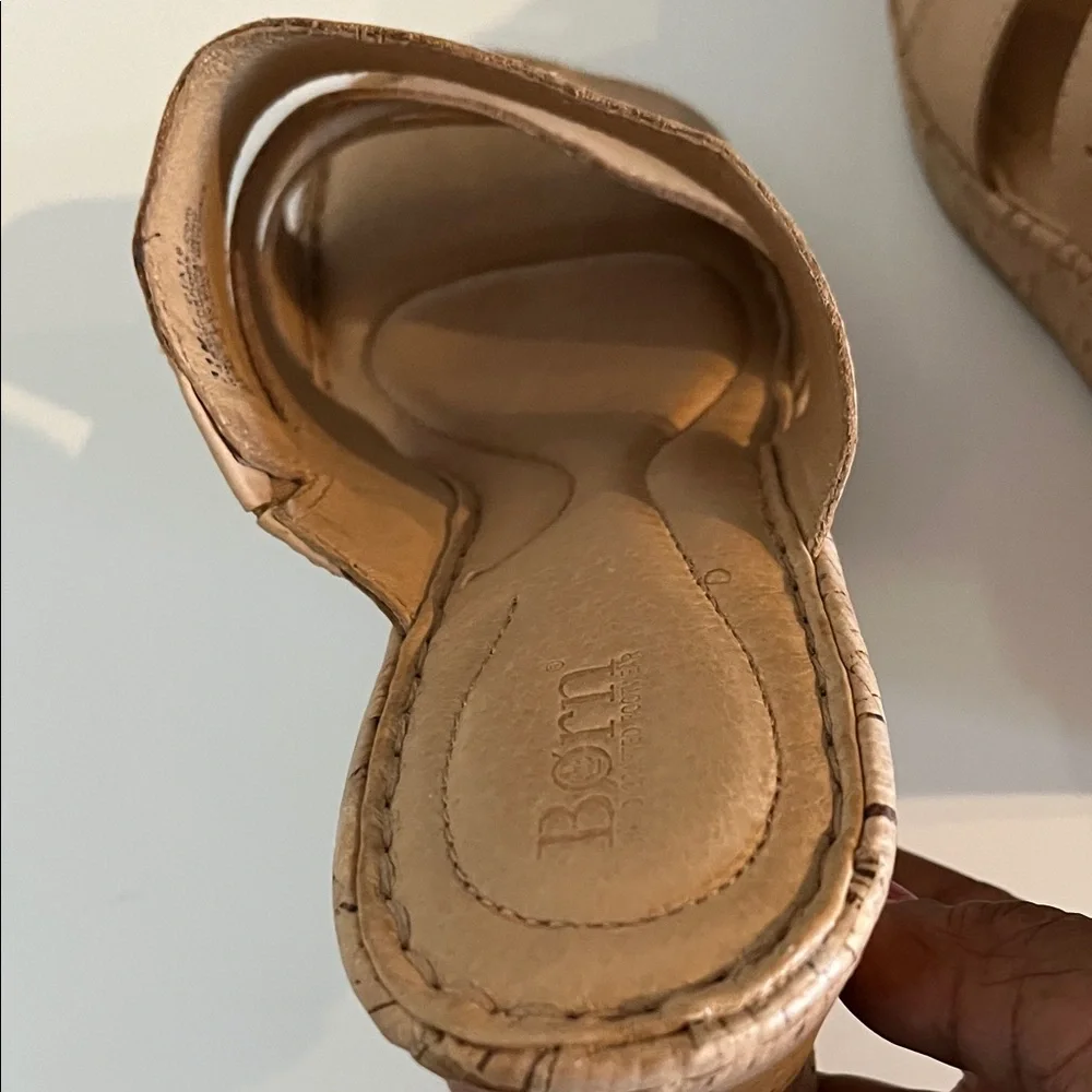 Born Tan Leather Wedge Sandals Size‎ 11 M